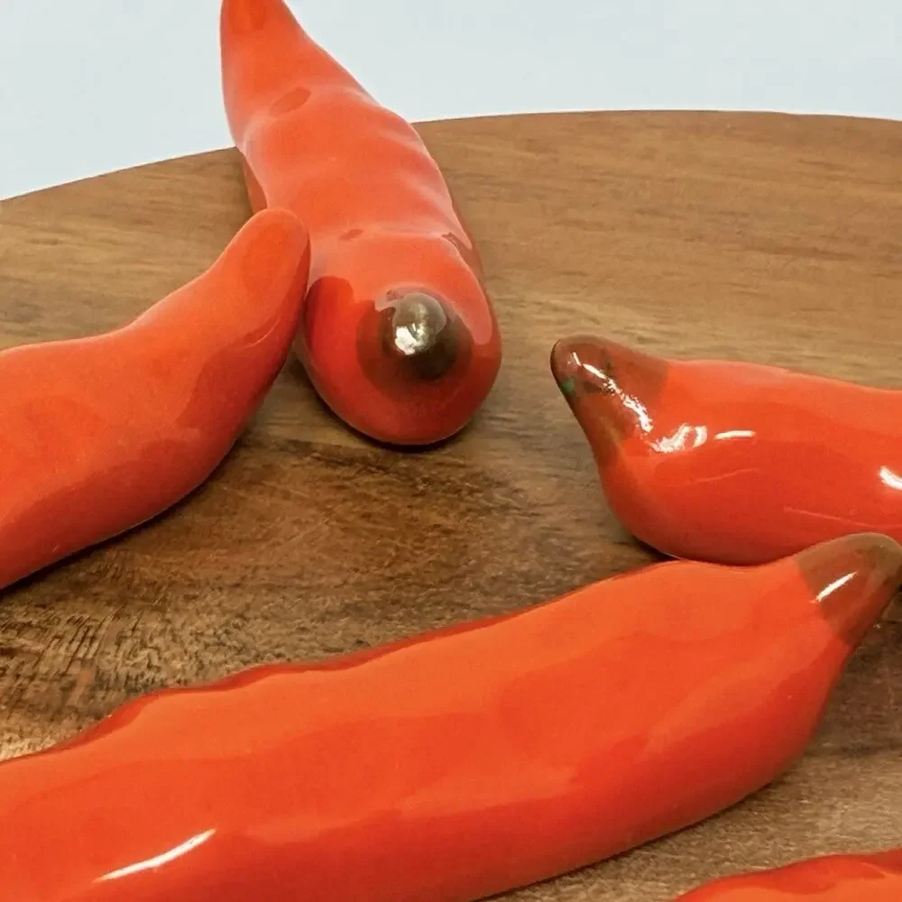 Chopstick Rest Holders Chili Pepper Ceramic 10 Piece Set Japan